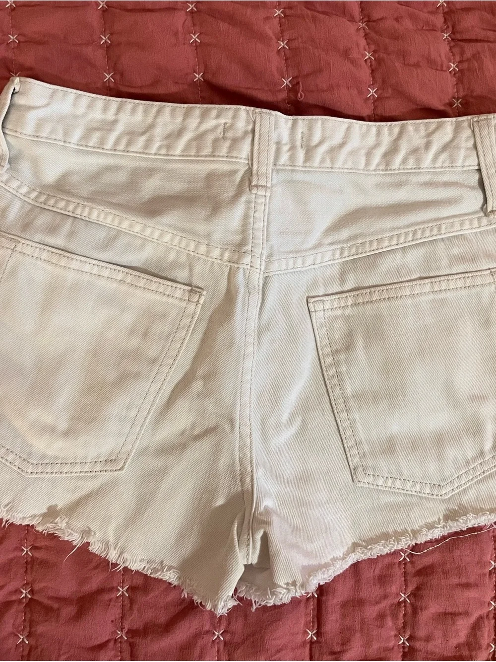 Free People White Denim Cutoff Shorts High Rise Raw Hem Festival Boho Y2K 27